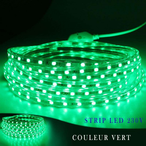 Strip LED 230 volts vert vendu au mètre linéaire