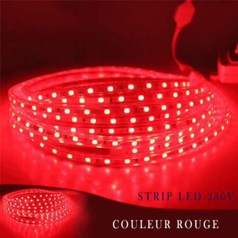 Strip LED 230 volts rouge vendu au mètre linéaire