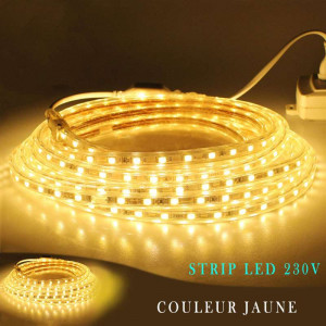 Strip LED 230 volts jaune en rouleau de 25, 50 ou 100 mètres