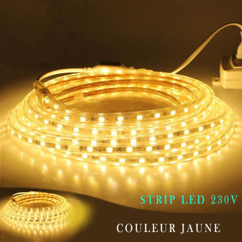 Strip LED 230 volts jaune en rouleau de 25, 50 ou 100 mètres 