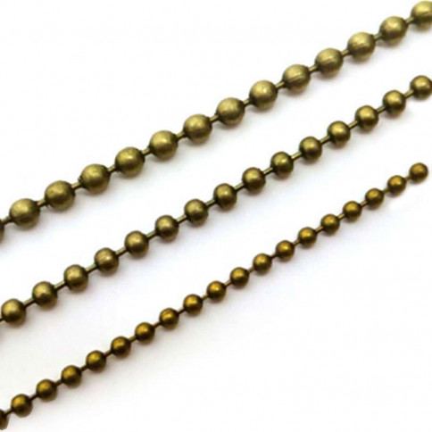 Bronze-coloured metal ball chain diameter 3.2mm - sold by the linear metre
