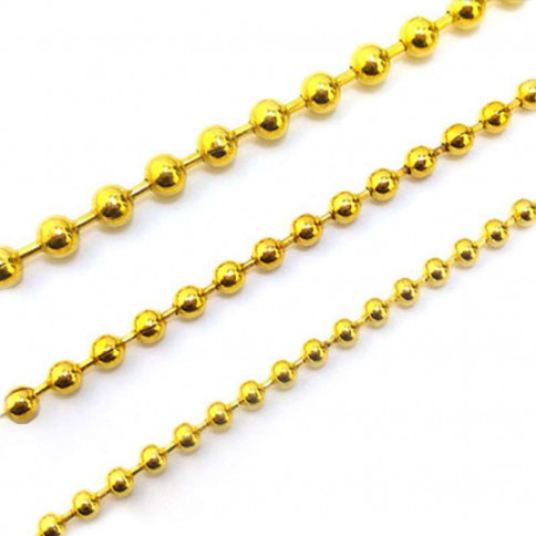 6mm diameter gold-plated ball chain - sold by the linear metre