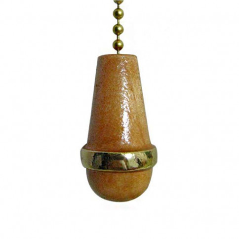 Pine and brass pendant for pull switch mounted on ball chain or cord