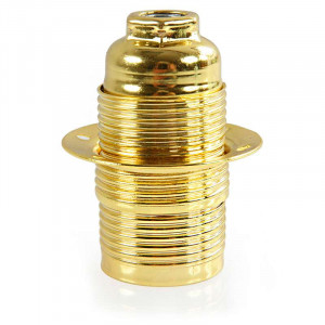 E14 screw lampholder in steel with brass chrome finish