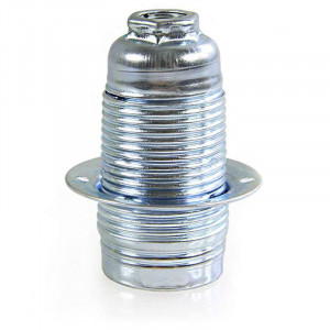 E14 screw lampholder in steel with silver chrome finish
