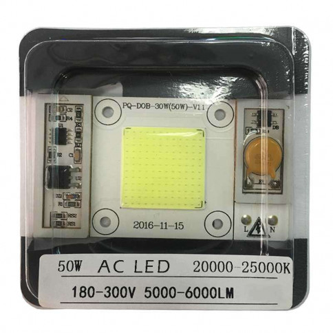  AC LED COB blanc 20000 à 25000 kelvin de 50 watts à alimentation transistorisé 
