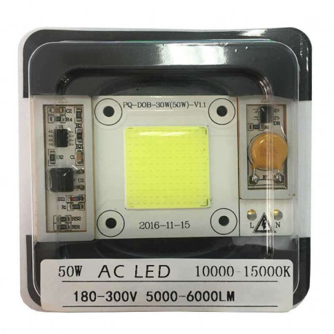  AC LED COB blanc 10000 à 15000 kelvin de 50 watts à alimentation transistorisé 