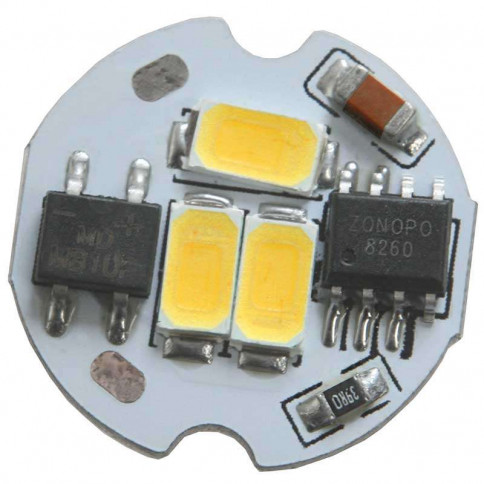  Platine AC LED 2 watts à alimentation transistorisé 230V - 3 LED 5630 - Ø 20 mm