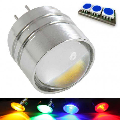 Ampoule LED à culot G4 - LED COB couleur bleue avec lentille 