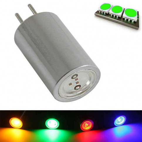 LED bulb with G4 base, green light colour - 12 volts with a 1 watt COB LED