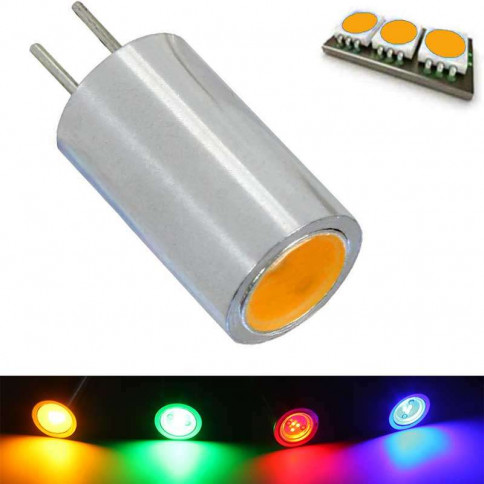 Ampoule LED à culot G4 couleur d'éclairage orange - 12 volts  avec une LED COB de 1 watts