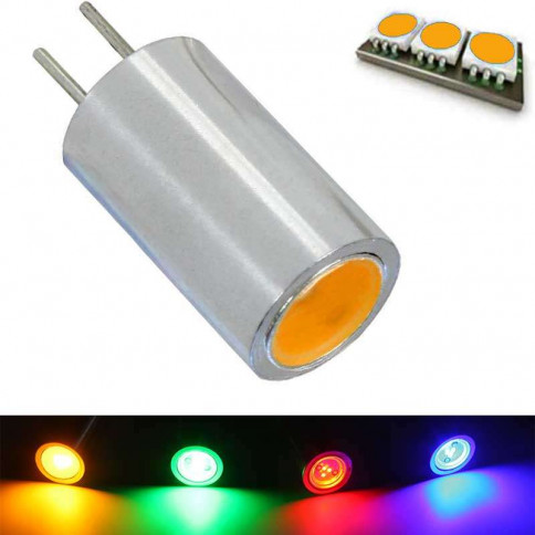 LED bulb with G4 base, orange light colour - 12 volts with 1 watt COB LED