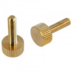 M4 brass screw with knurled head, thread length 14mm