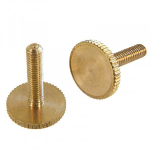 M4 brass screw with wide knurled cylindrical head, thread length 18mm