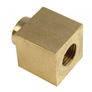 Square link brass block with centring pin and threaded hole