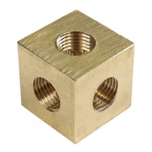 Square brass sleeve with four outlets