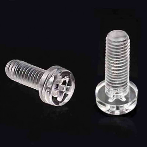 M4 transparent plastic screw with cylindrical head, length 10mm
