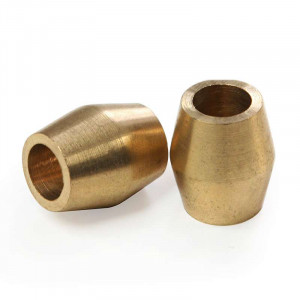 Smooth brass sleeve with double cone for threaded tube M6 length 15mm