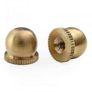 Knurled decorative brass cap nut with M4 thread