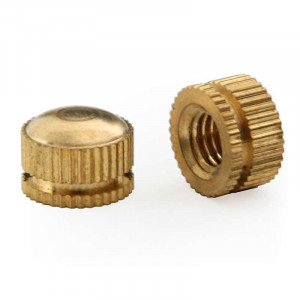 Decorative brass cap nut, short knurled head, tapped M5