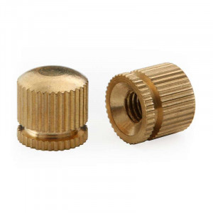 Decorative brass cap nut with knurled hemispherical head and M5 thread for Ø 10mm