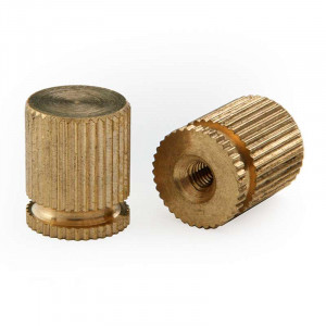 Ecrou borgne en laiton décoratif moleté taraudé M3  diamètre 10mm