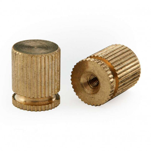 Knurled decorative brass cap nut with M3 thread, 10mm diameter