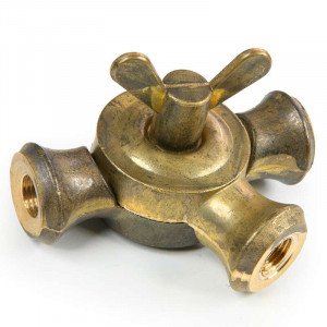 Insillot brass ball joint, one triple outlet for M10 threaded tube