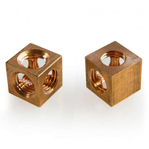 Square brass sleeve 12 x 12mm with five M8 threads