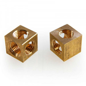 Square brass sleeve 12 x 12mm with four M8 threads