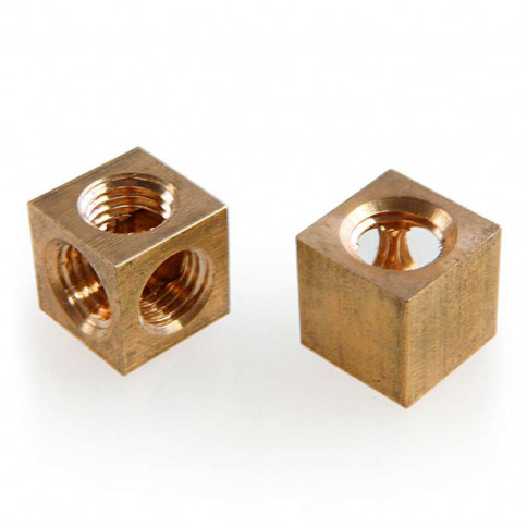 Square brass sleeve 12 x 12mm with three M8 threads