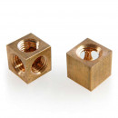 Square brass sleeve 12 x 12mm with three M8 threads