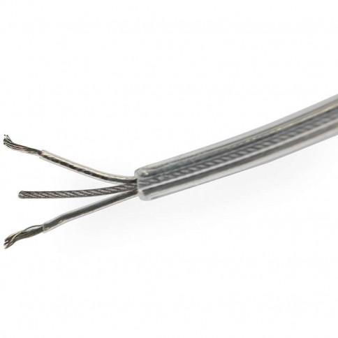 2x0.5mm electrical cable on transparent Teflon with stainless steel support cable