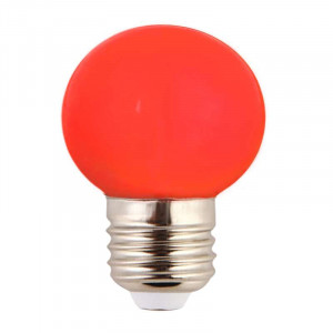 G45 spherical LED bulb with E27 base, red light colour