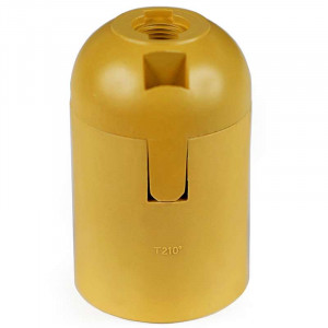 Brass-coloured plastic E27 socket for light bulb