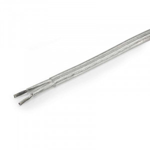 Flat electrical cable with transparent Teflon sheath and two 0.7 mm² conductors