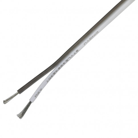 Electrical flat wire grey white 2 wires 0.3mm² AWG22