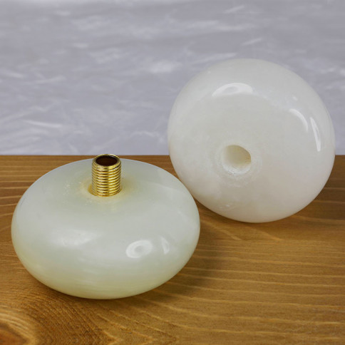 White marbled natural stone ring for threaded tube - diameter 47mm