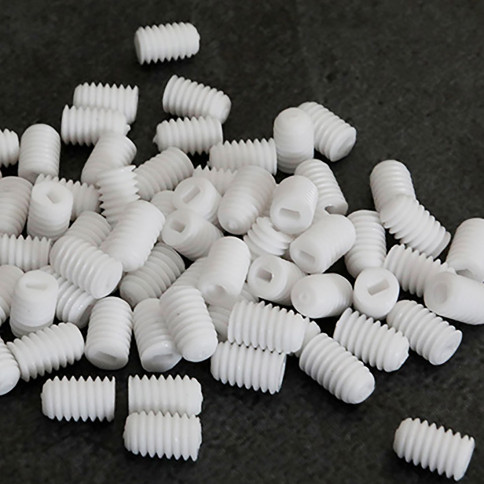 White M4 headless plastic screw, length 6mm