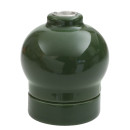 Globify E27 lampholder in gloss enamelled porcelain in olive green