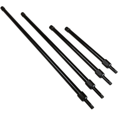 Black telescopic steel tube for luminaire on M10 threaded tube