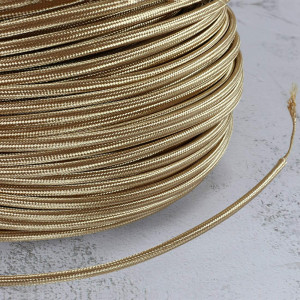 Câble textile plat gaine téflon et PVC 2x0.75mm² - Tresse couleur laiton