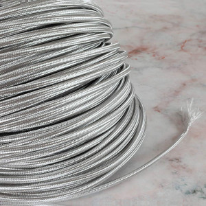 Câble textile plat gaine téflon et PVC 2x0.5mm² - Tresse couleur argent