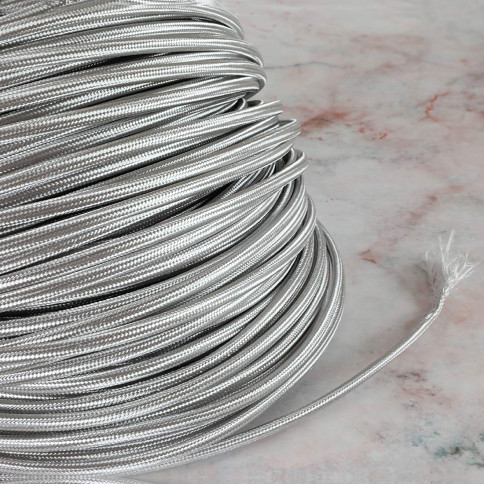 Flat textile cable with Teflon and PVC sheath 2x0.5mm² - Silver braid