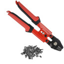 Crimping pliers for sleeve on load-bearing steel cable - stop sleeve on loop
