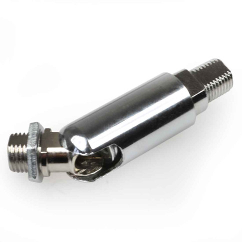 Chrome-plated steel M10 male/male ball joint, one joint for threaded tube
