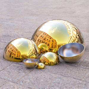 Half sphere in stainless steel with gold chrome coating