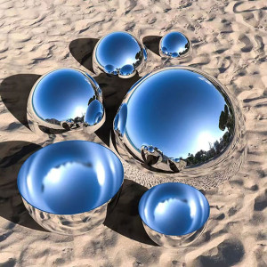 White chrome-coated stainless steel half sphere