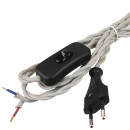 Cordon d'alimentation 230 volts avec interrupteur - Couleur Grey‑Bloom 2 conducteurs 0.75mm²