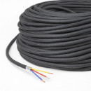 Câble rond noir tressé conçu pour le bouton tactile Amélia - 3 x 0.75mm²